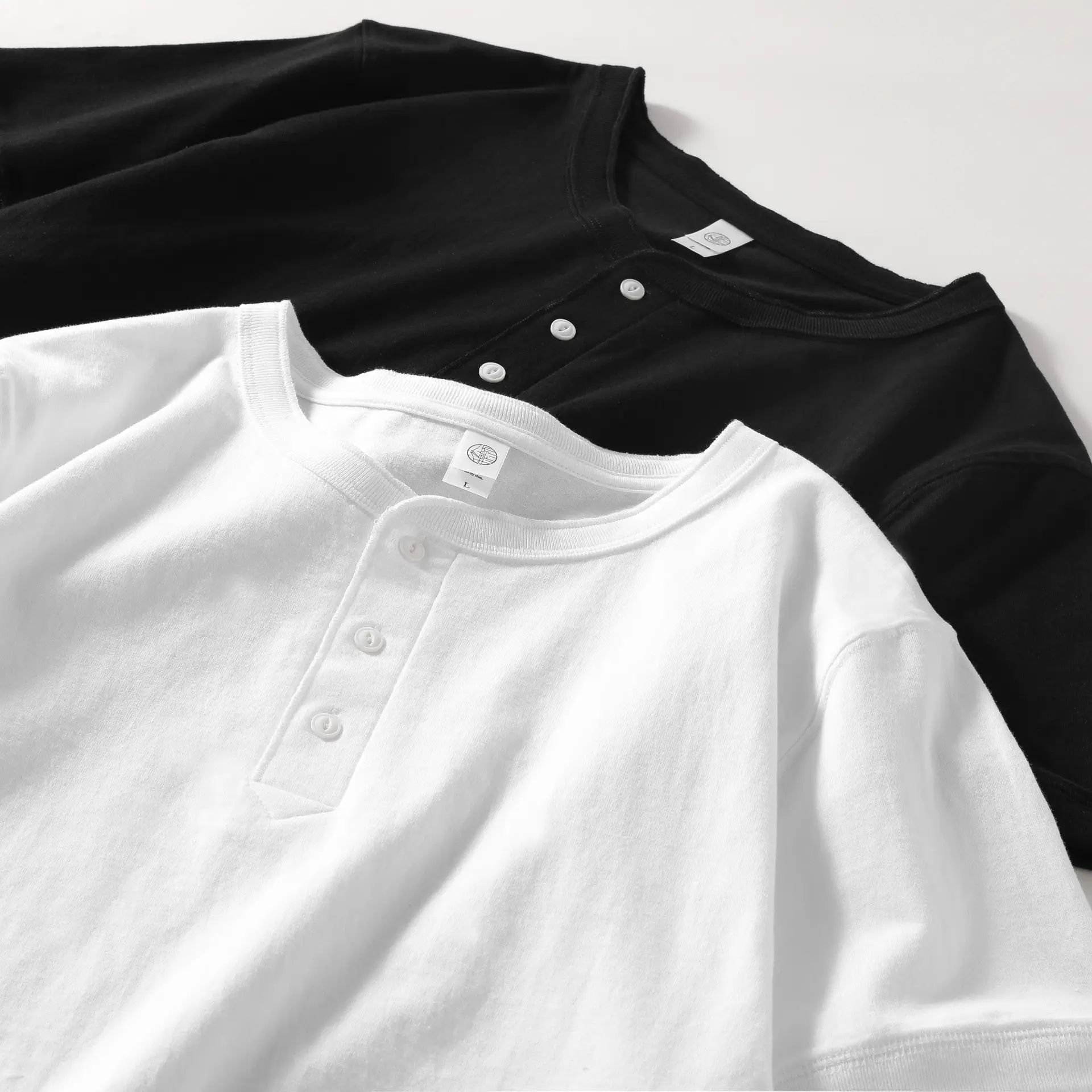 Men Women Cotton Henley Shirt Loose Collar Short Sleeve - Image 11