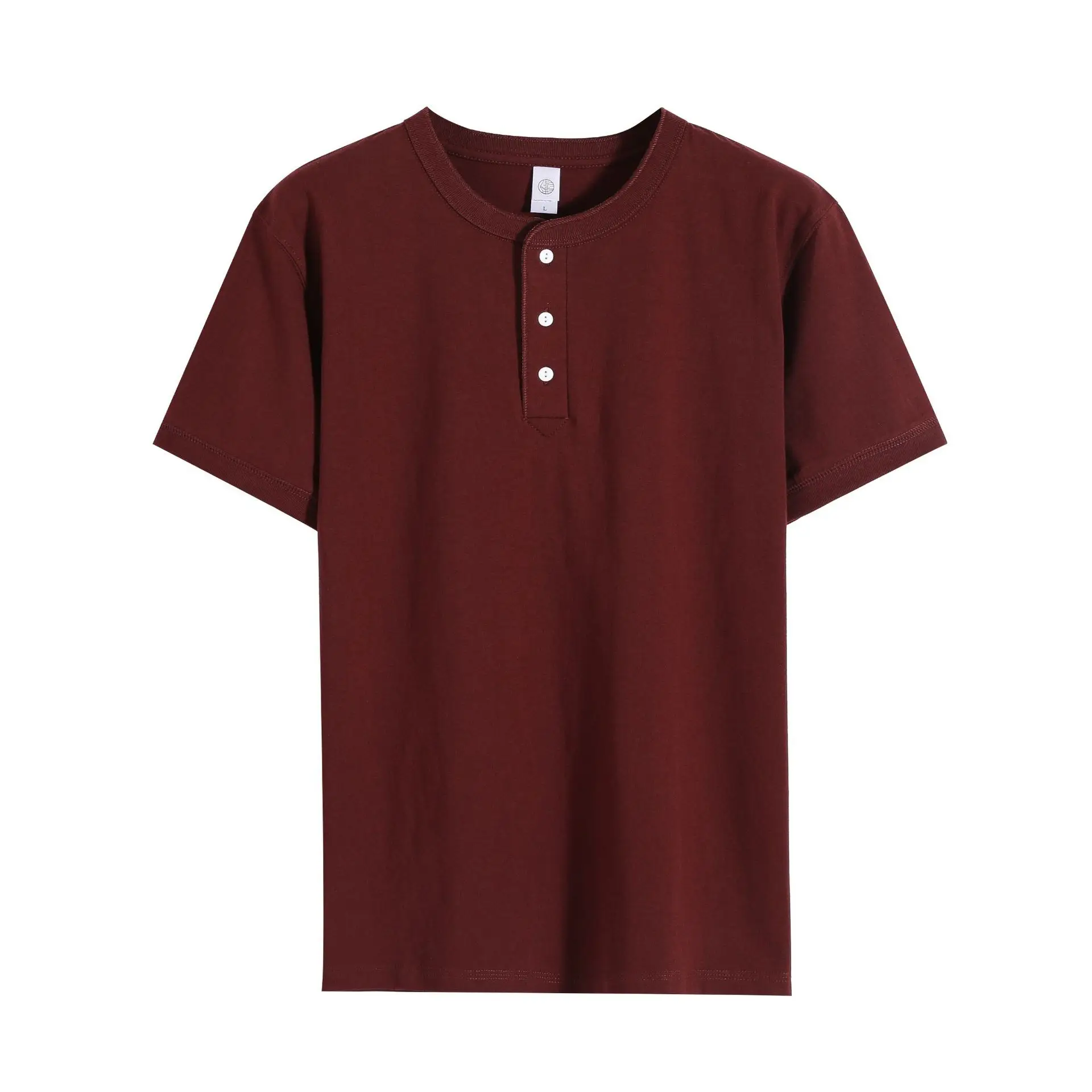 Men Women Cotton Henley Shirt Loose Collar Short Sleeve - Image 6