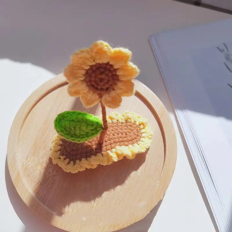Pink Flower Hairpin with Green Bud Clip - Image 2
