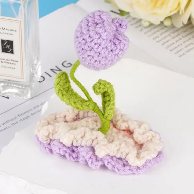 Pink Flower Hairpin with Green Bud Clip - Image 3