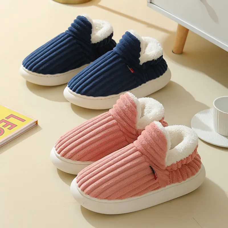 2025 Winter Closed-Back Cotton Slippers for Men, Thick-Soled Indoor and Outdoor Non-Slip Warm Cotton Shoes for Couples and Elderly Women