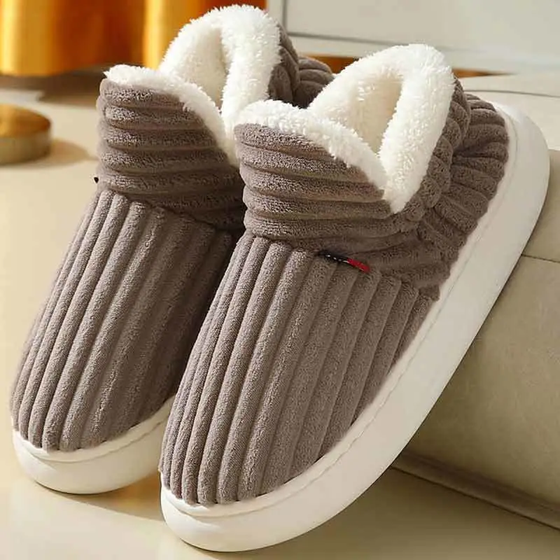 2025 Winter Closed-Back Cotton Slippers for Men, Thick-Soled Indoor and Outdoor Non-Slip Warm Cotton Shoes for Couples and Elderly Women