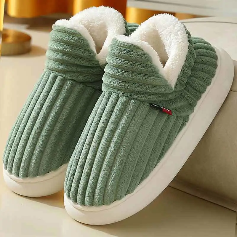 2025 Winter Closed-Back Cotton Slippers for Men, Thick-Soled Indoor and Outdoor Non-Slip Warm Cotton Shoes for Couples and Elderly Women