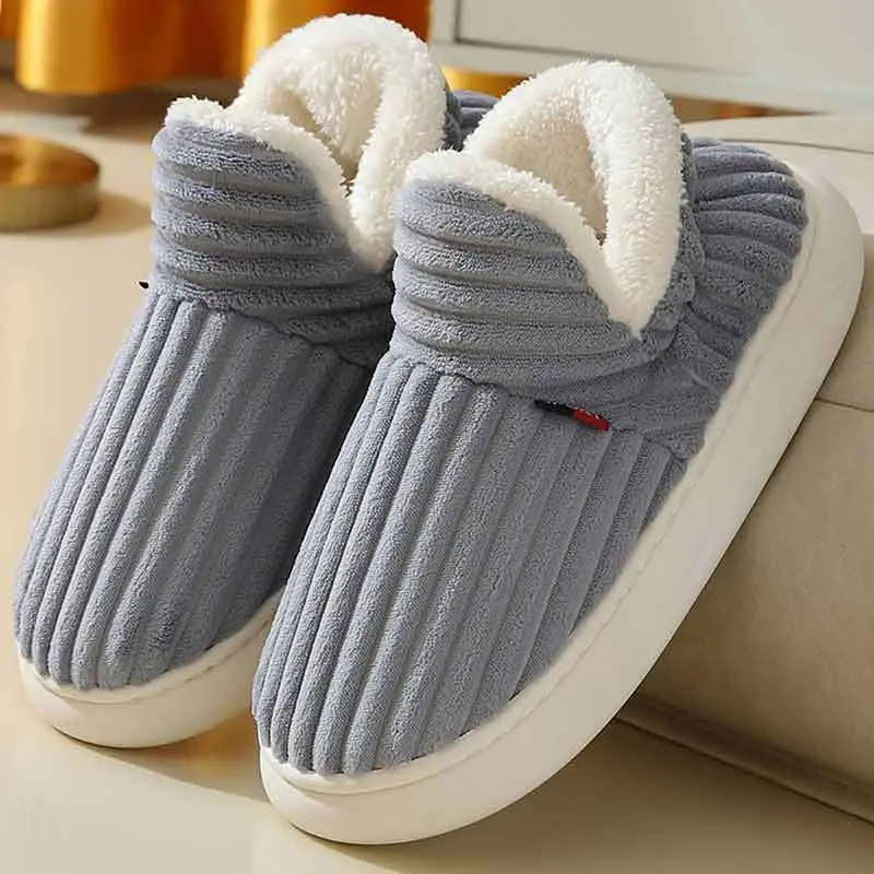 2025 Winter Closed-Back Cotton Slippers for Men, Thick-Soled Indoor and Outdoor Non-Slip Warm Cotton Shoes for Couples and Elderly Women