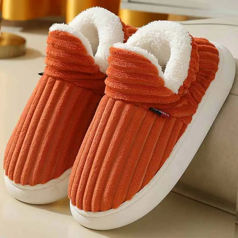 2025 Winter Closed-Back Cotton Slippers for Men, Thick-Soled Indoor and Outdoor Non-Slip Warm Cotton Shoes for Couples and Elderly Women