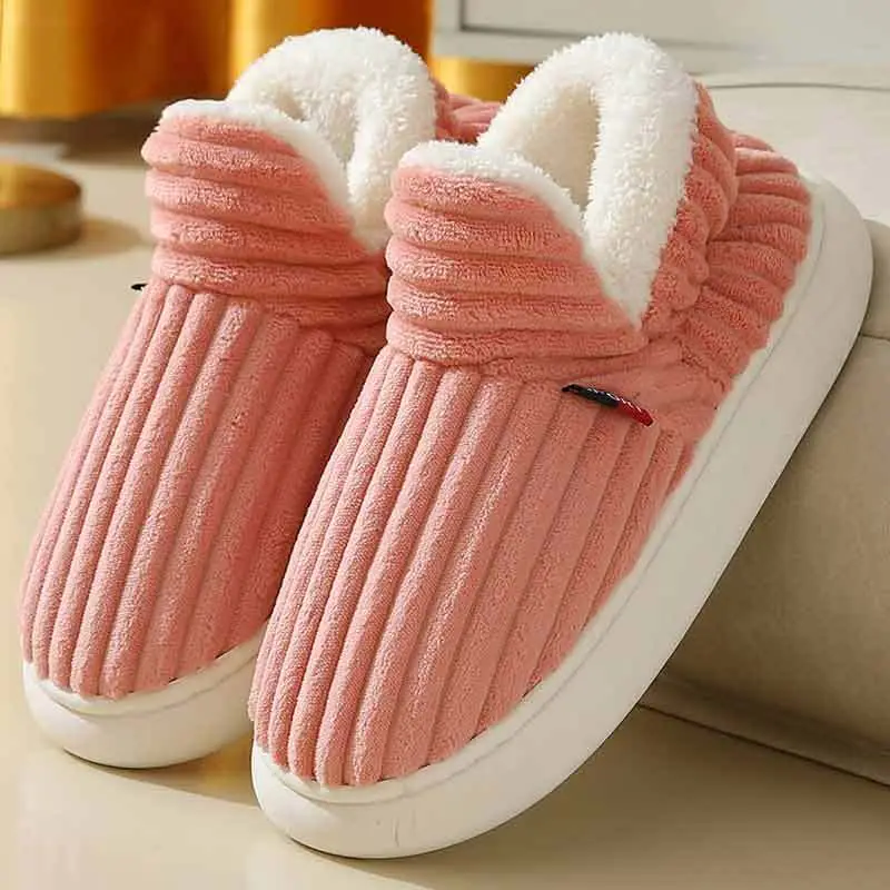 2025 Winter Closed-Back Cotton Slippers for Men, Thick-Soled Indoor and Outdoor Non-Slip Warm Cotton Shoes for Couples and Elderly Women
