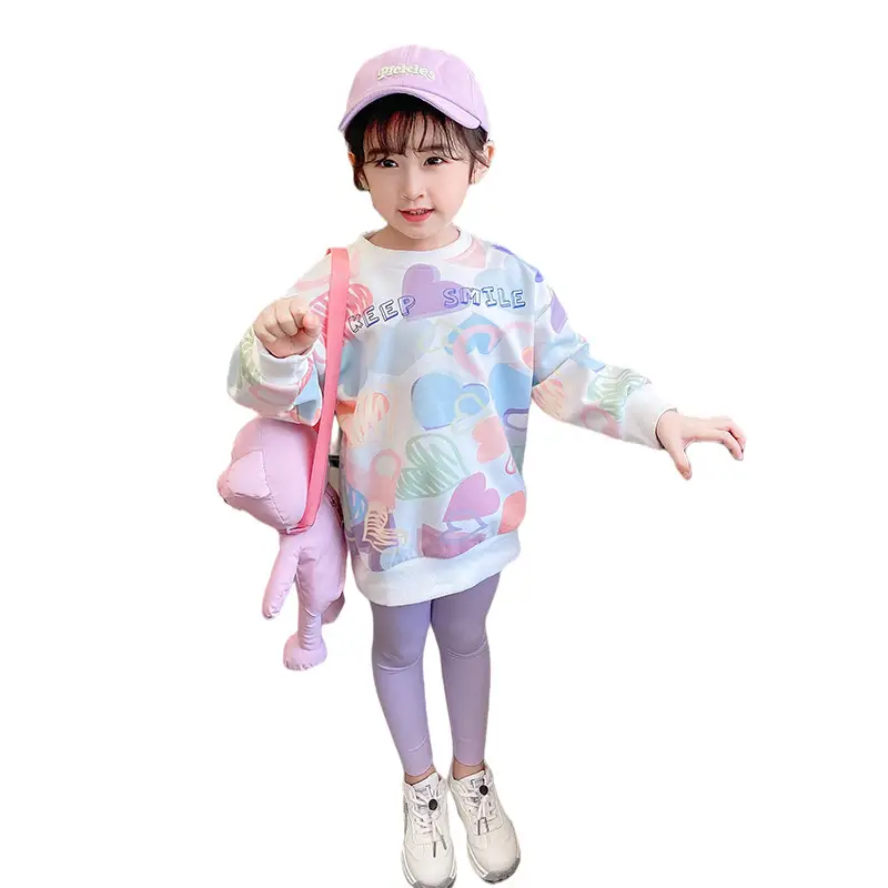 Girls Korean Style Sweatshirt Set Pink Purple 2025 - Image 5