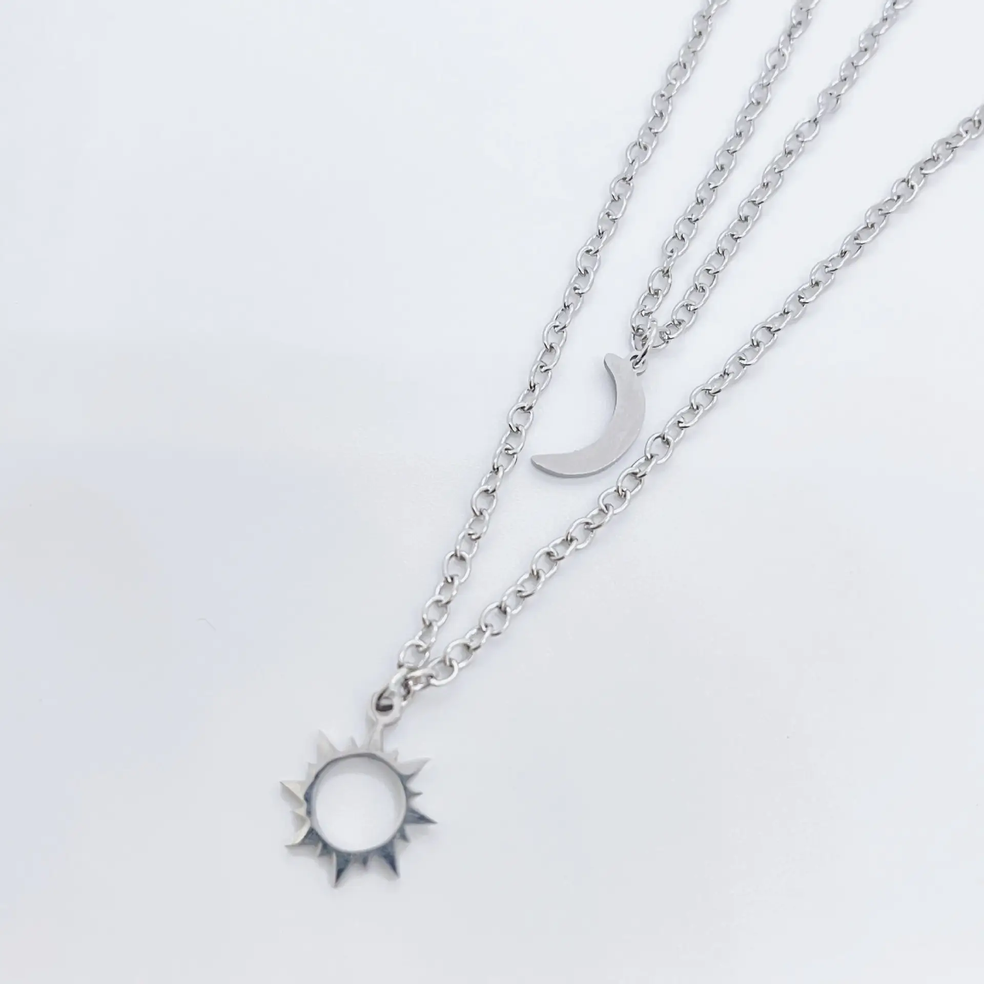 Sun & Moon Couple Necklace Set Bronze Clavicle Chains - Image 6