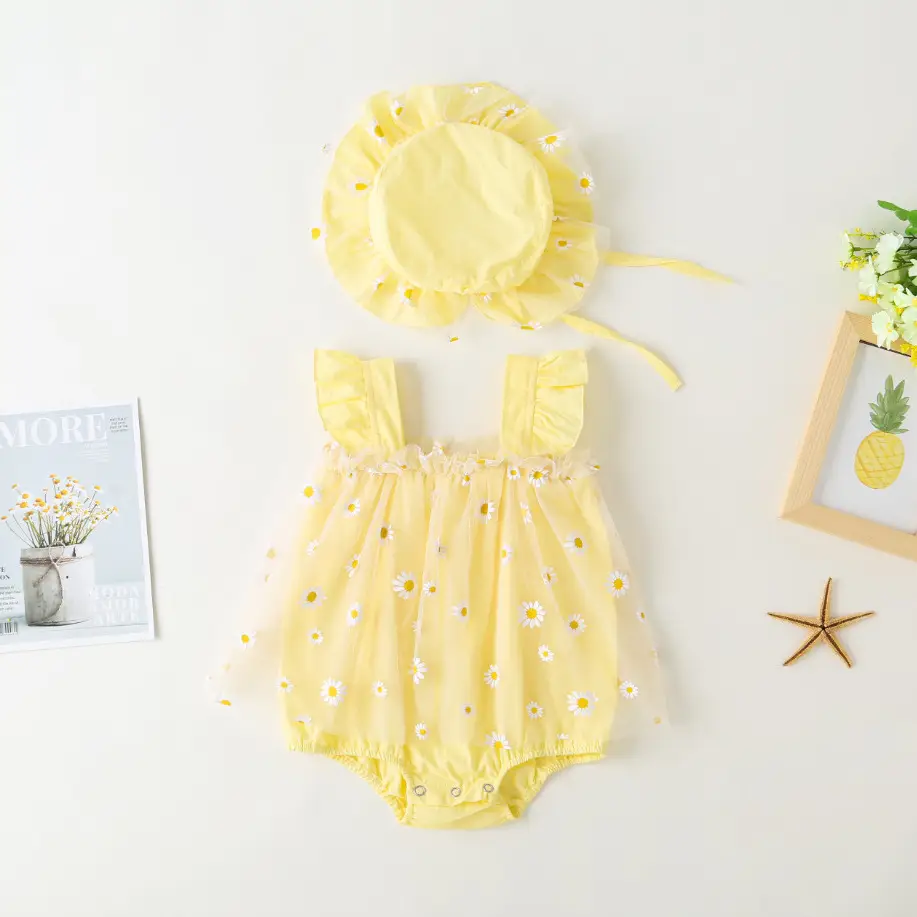 Yellow Baby Jumpsuit Set for Girls 100 Days Old