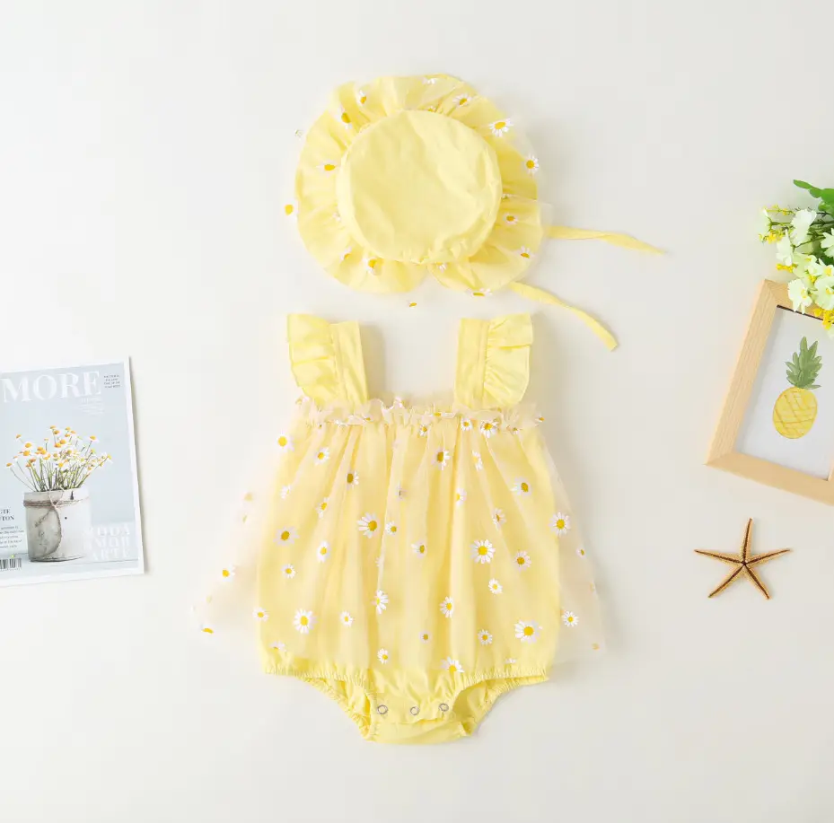 Yellow Baby Jumpsuit Set for Girls 100 Days Old