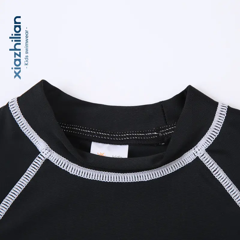 Black Long Sleeve Korean Han Fan Swimwear T-Shirt for Boys