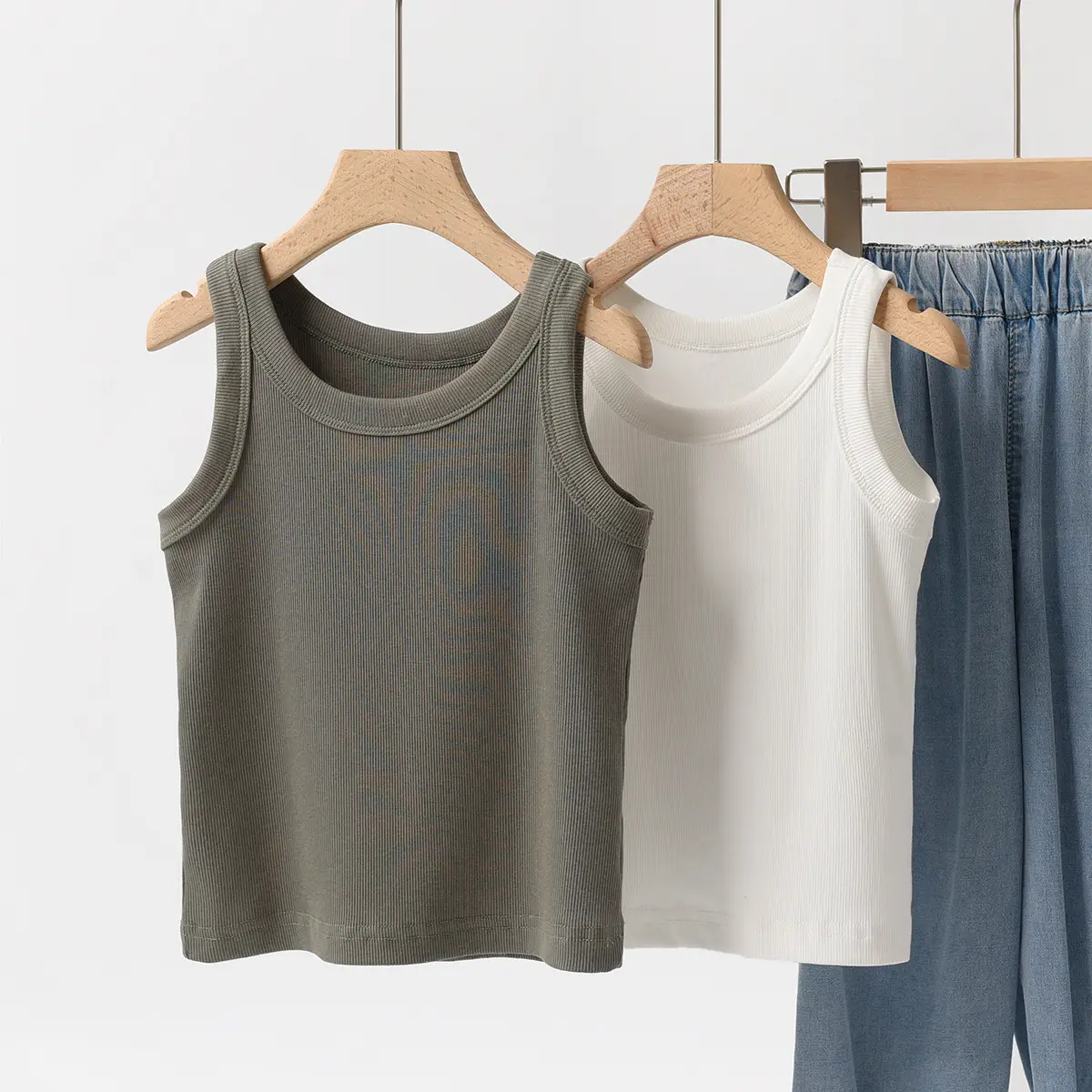 Women Cotton Vest Grey White Round Neck Summer Clothing - Image 7