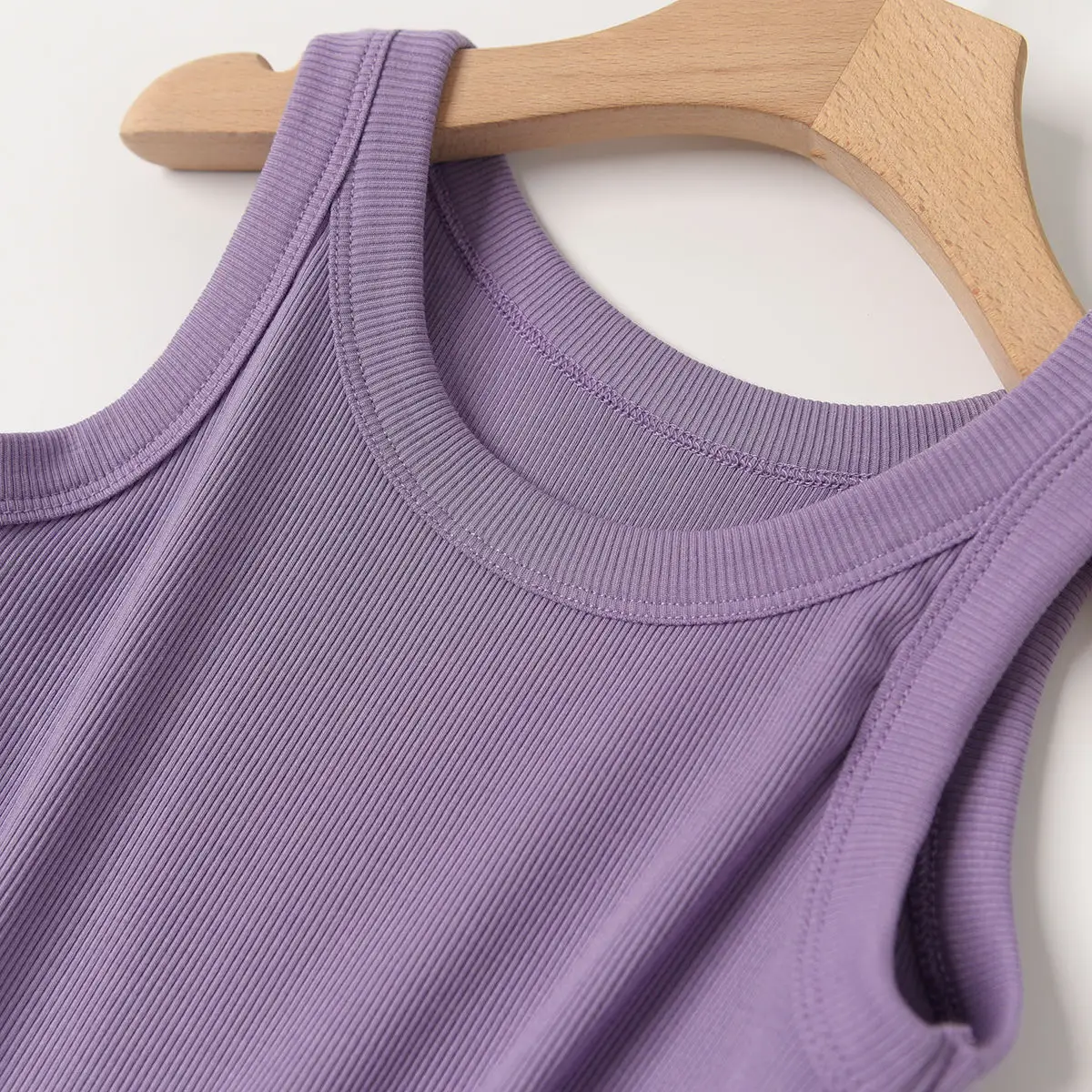 Women Cotton Vest Grey White Round Neck Summer Clothing — feature 14