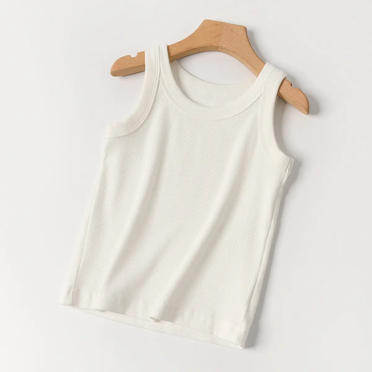 Women Cotton Vest Grey White Round Neck Summer Clothing — feature 6