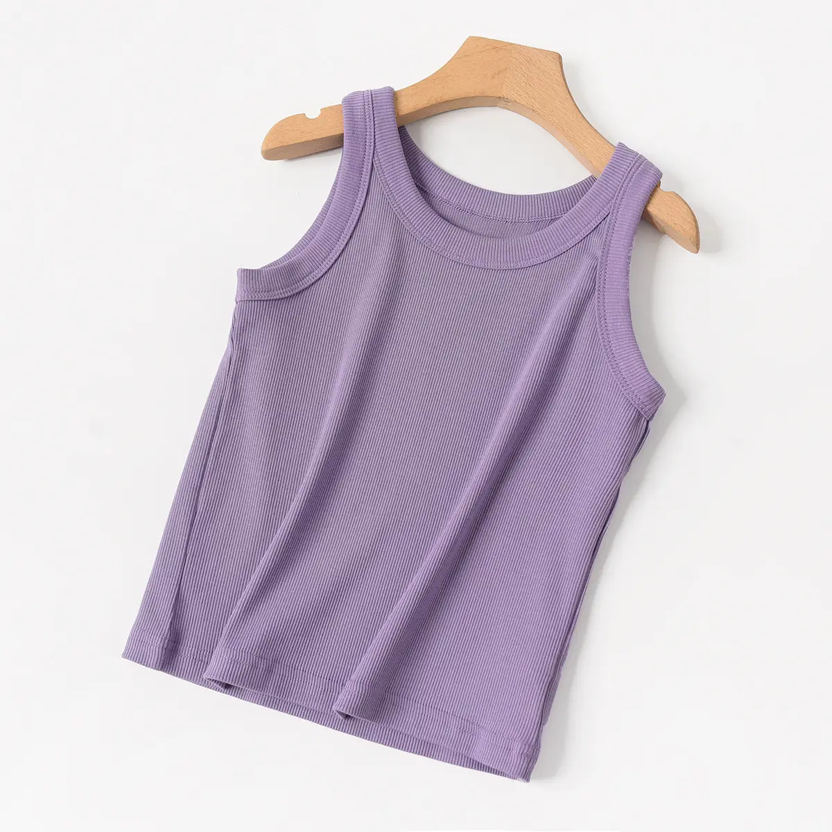 Women Cotton Vest Grey White Round Neck Summer Clothing - Image 2