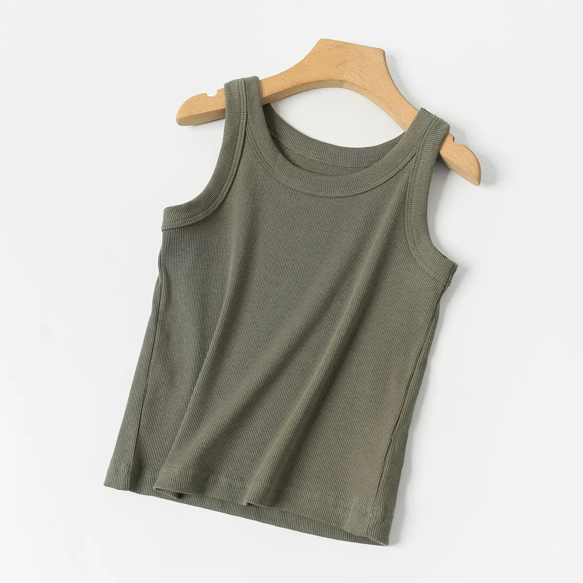 Women Cotton Vest Grey White Round Neck Summer Clothing - Image 3