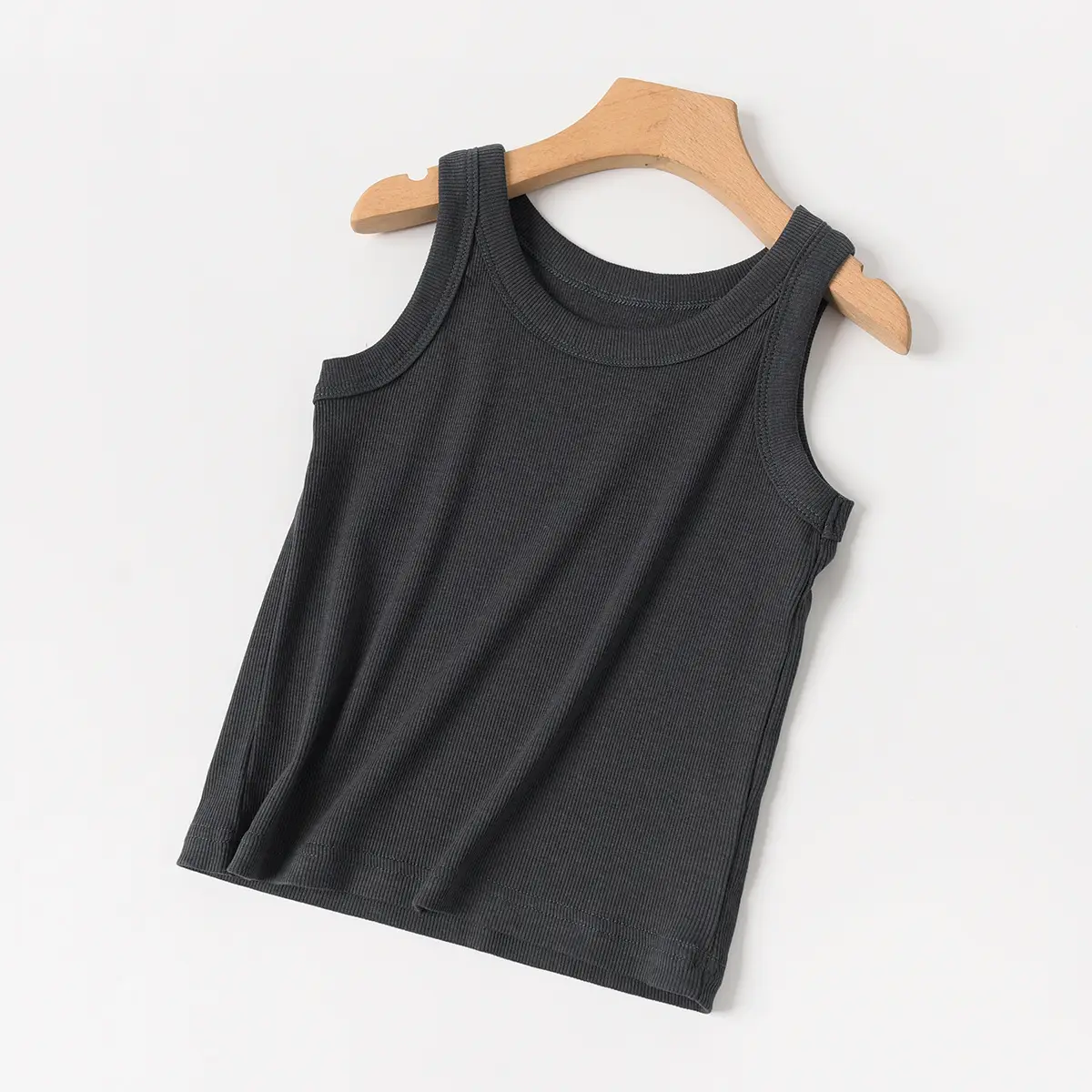 Women Cotton Vest Grey White Round Neck Summer Clothing - Image 5