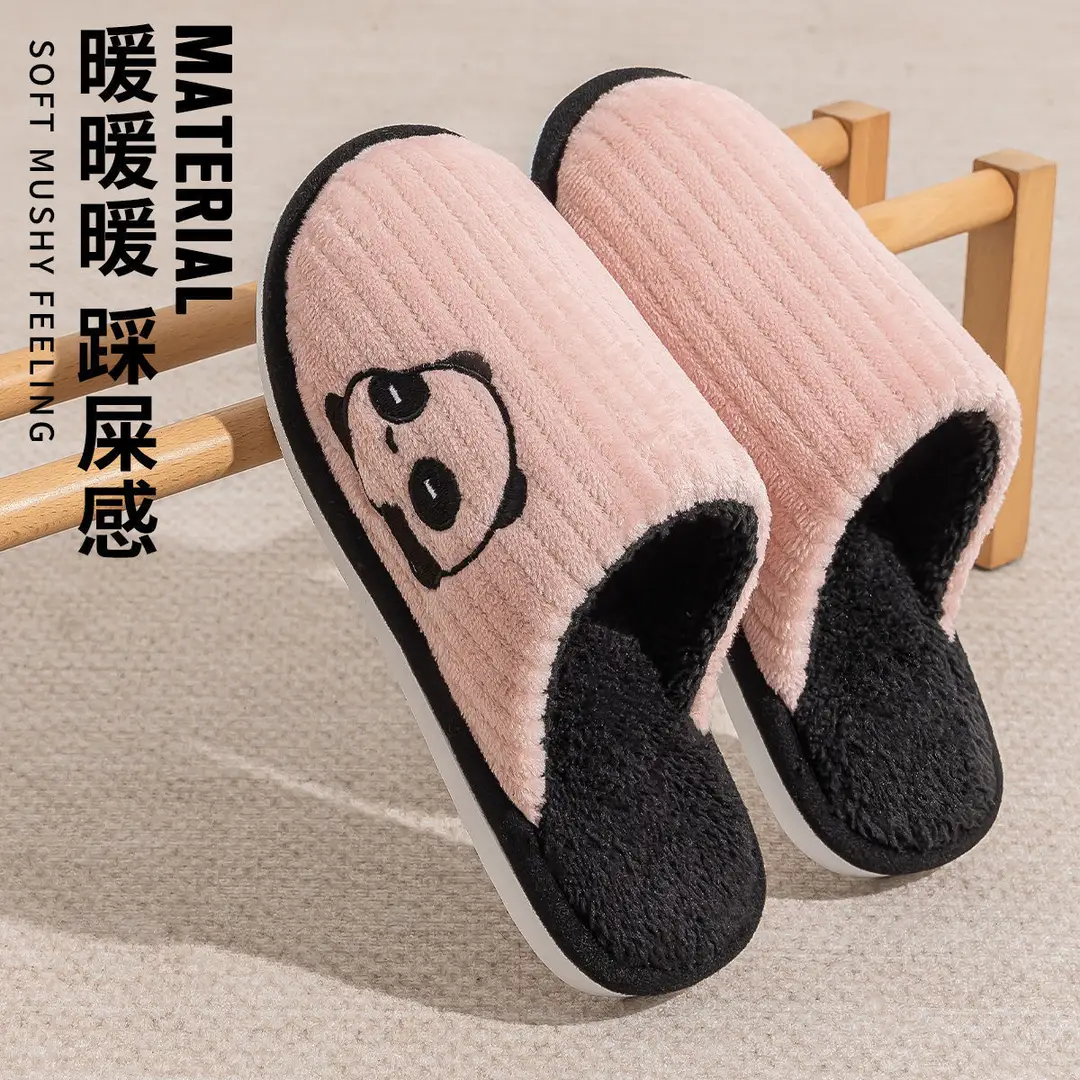 Warm striped cotton slippers home indoor men and women couples thickened non-slip wool plush cotton slippers factory stall wholesale