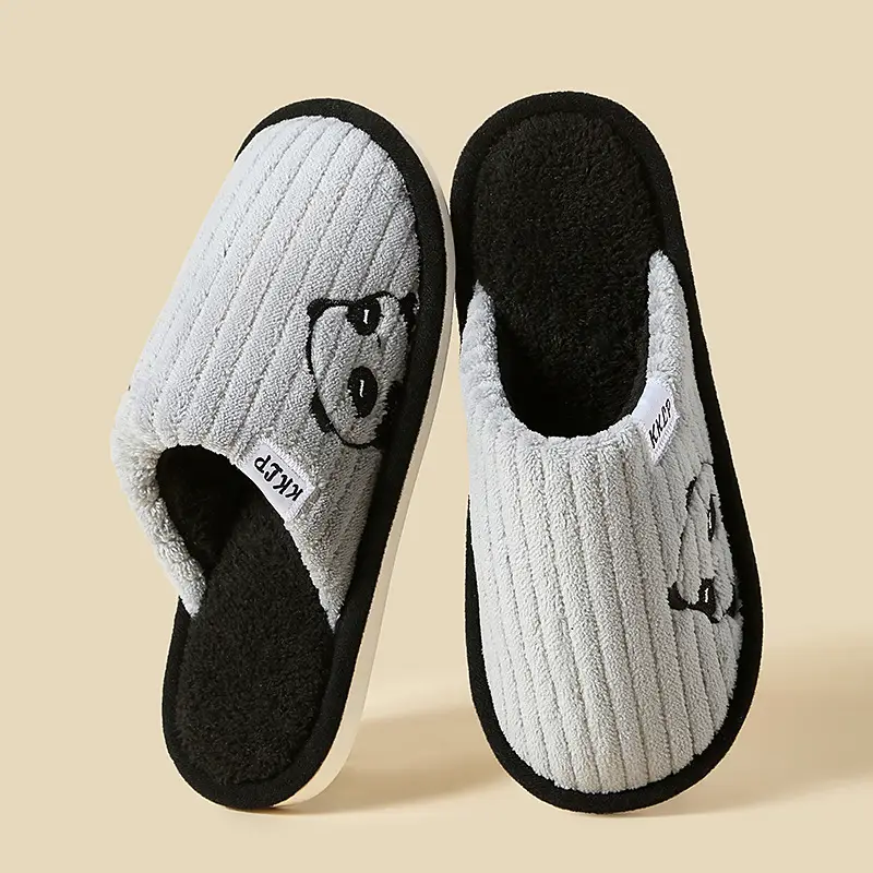 Warm striped cotton slippers home indoor men and women couples thickened non-slip wool plush cotton slippers factory stall wholesale