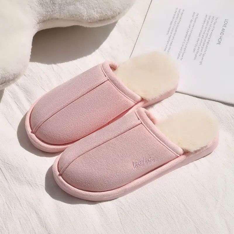 Warm striped cotton slippers home indoor men and women couples thickened non-slip wool plush cotton slippers factory stall wholesale