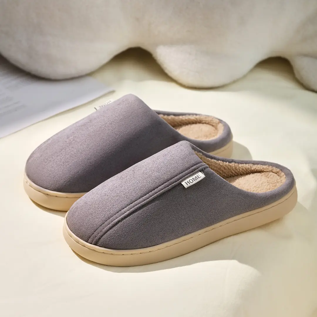 Warm striped cotton slippers home indoor men and women couples thickened non-slip wool plush cotton slippers factory stall wholesale