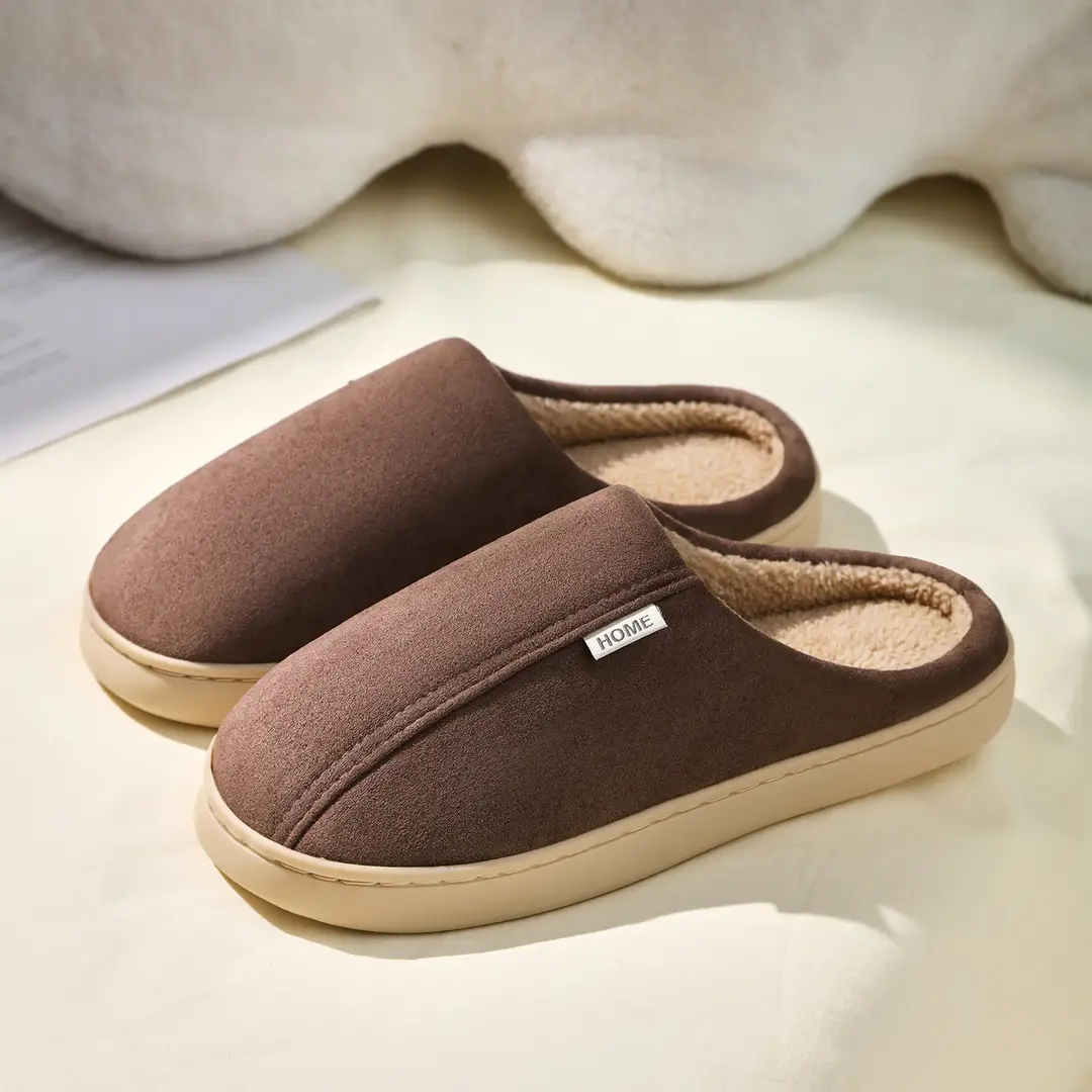 Warm striped cotton slippers home indoor men and women couples thickened non-slip wool plush cotton slippers factory stall wholesale