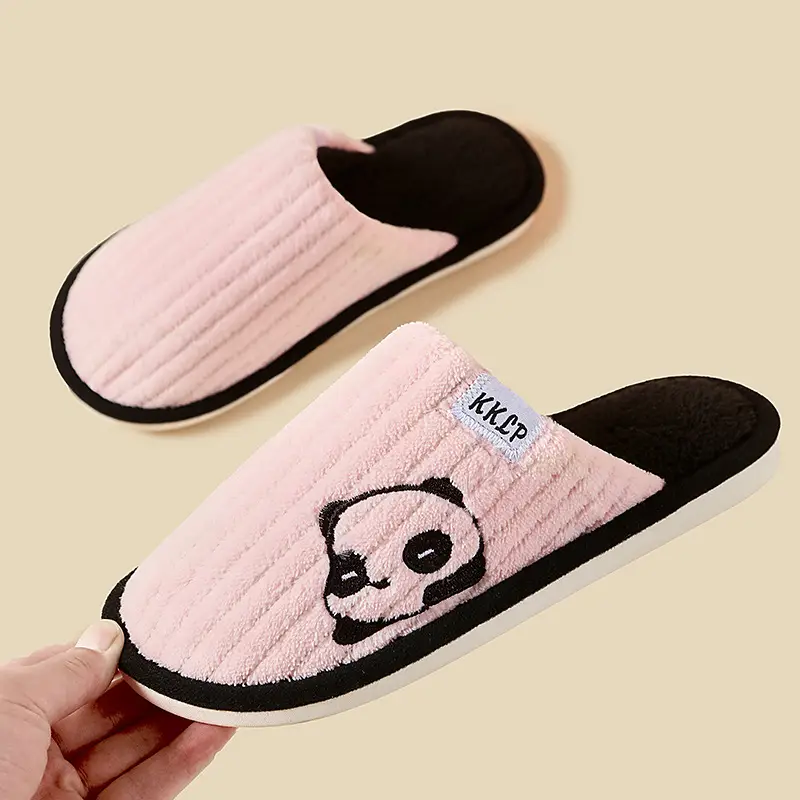 Warm striped cotton slippers home indoor men and women couples thickened non-slip wool plush cotton slippers factory stall wholesale