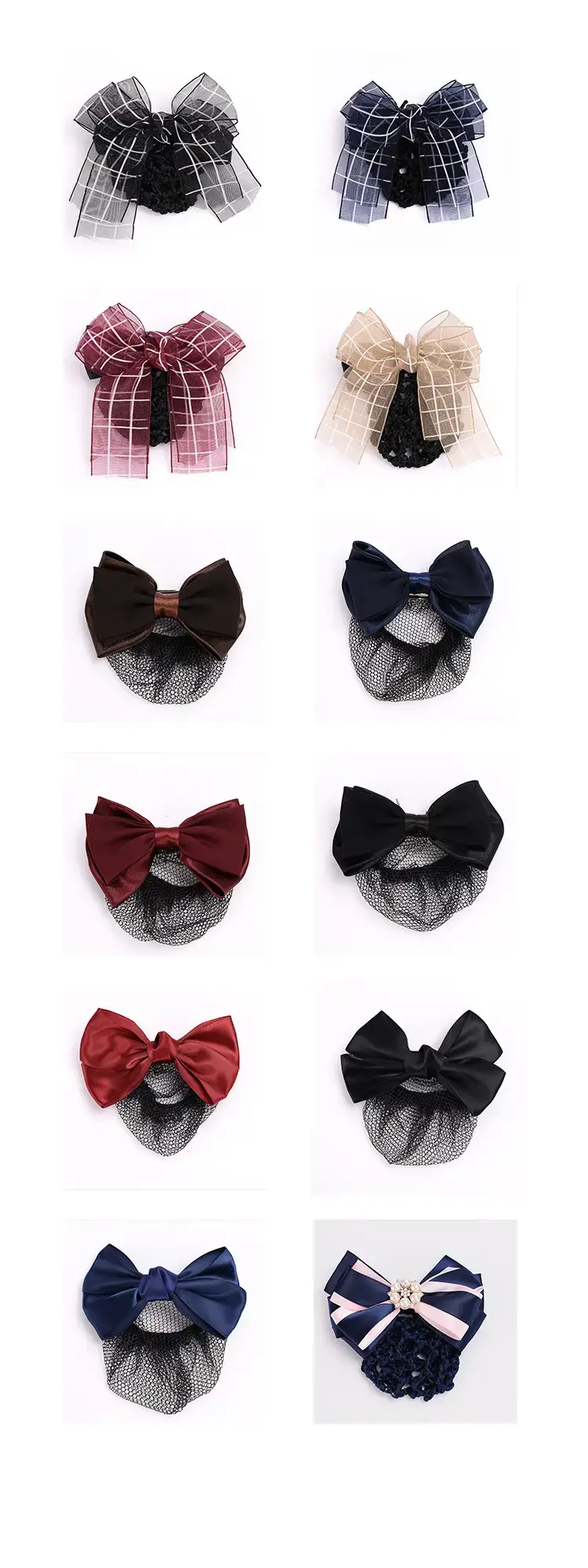 Maroon Bow Hairnet with Pearl Embellishment — feature 5