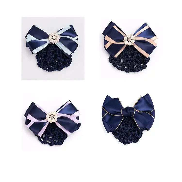 Maroon Bow Hairnet with Pearl Embellishment — feature 6