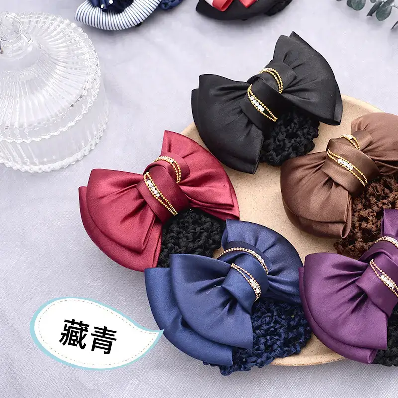 Maroon Bow Hairnet with Pearl Embellishment - Image 17