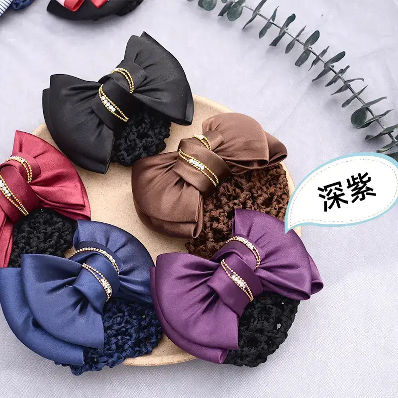 Maroon Bow Hairnet with Pearl Embellishment - Image 20