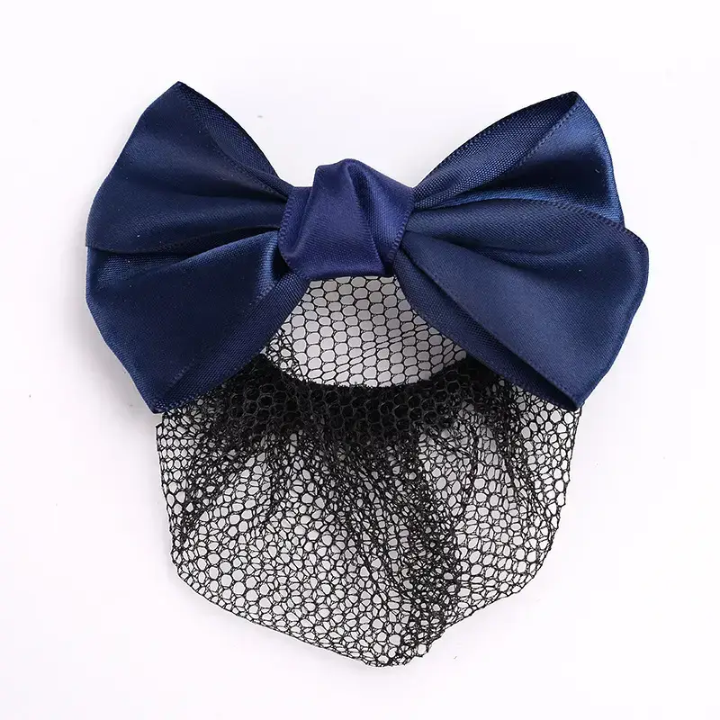 Maroon Bow Hairnet with Pearl Embellishment - Image 3