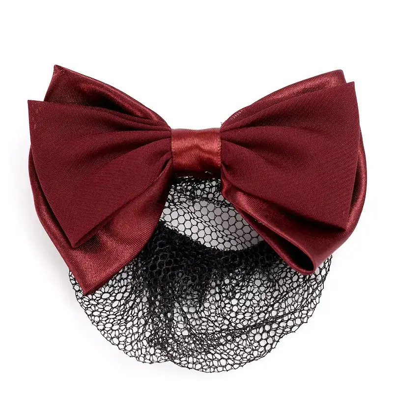 Maroon Bow Hairnet with Pearl Embellishment - Image 40