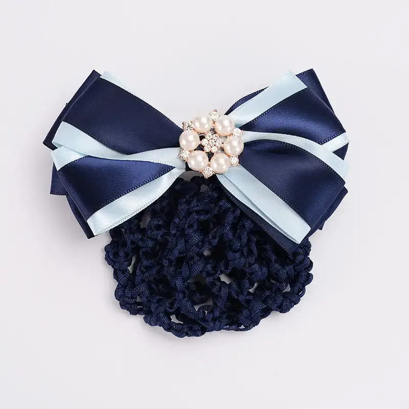 Maroon Bow Hairnet with Pearl Embellishment - Image 9