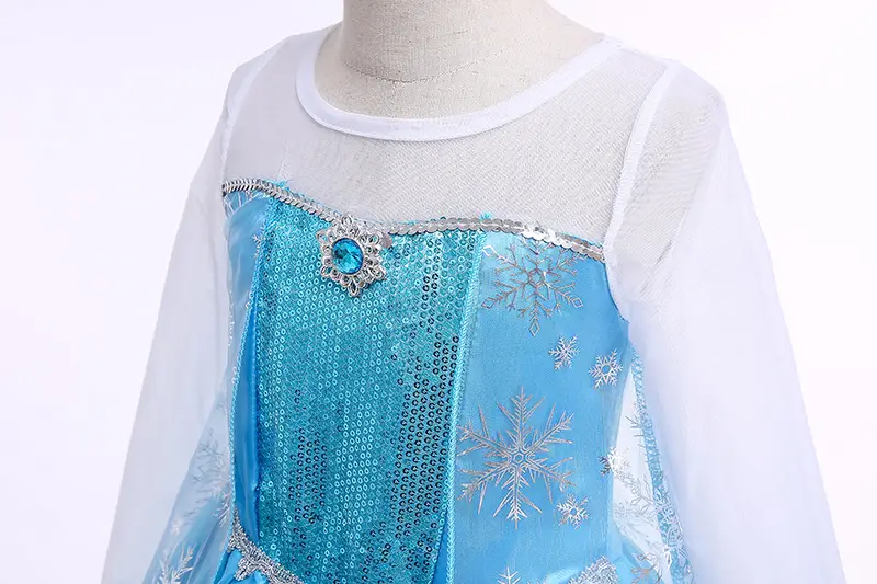 Princess Elsa Long Sleeve Blue Dress for Girls - Image 5