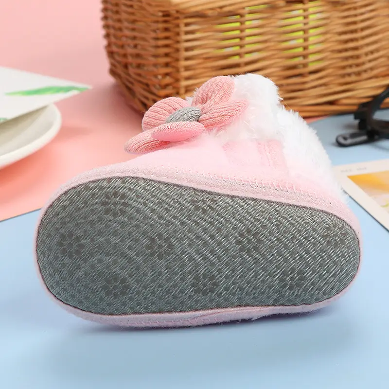 Cute Pink Flower Baby Slippers Winter 0-12M — feature 11