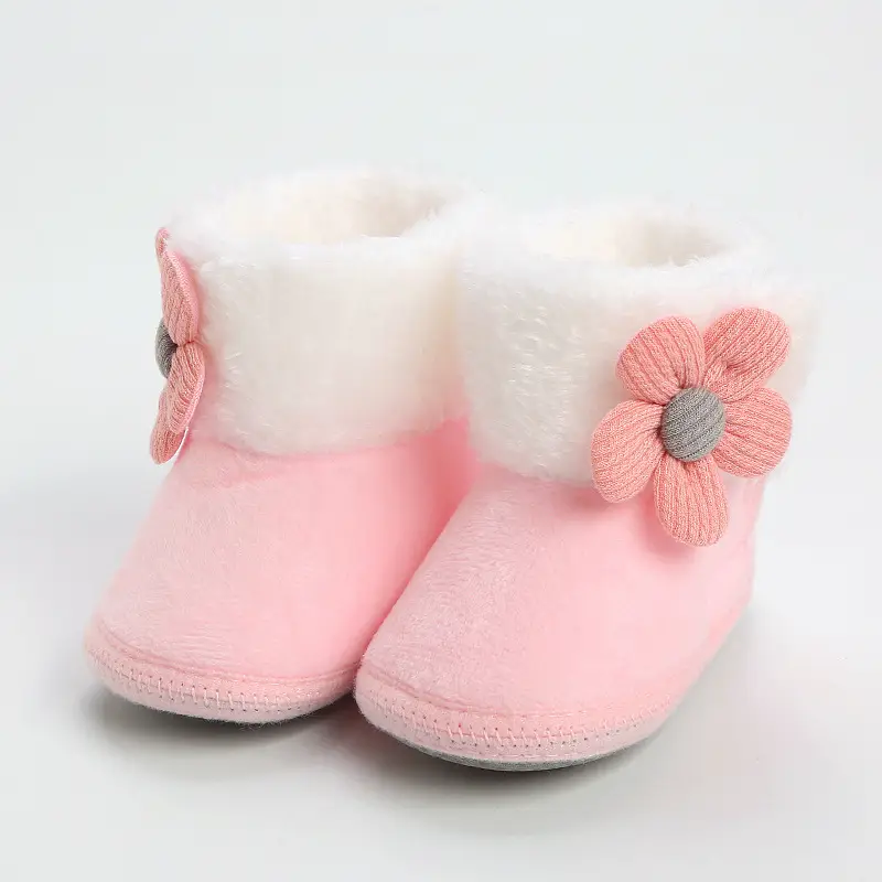 Cute Pink Flower Baby Slippers Winter 0-12M — feature 18