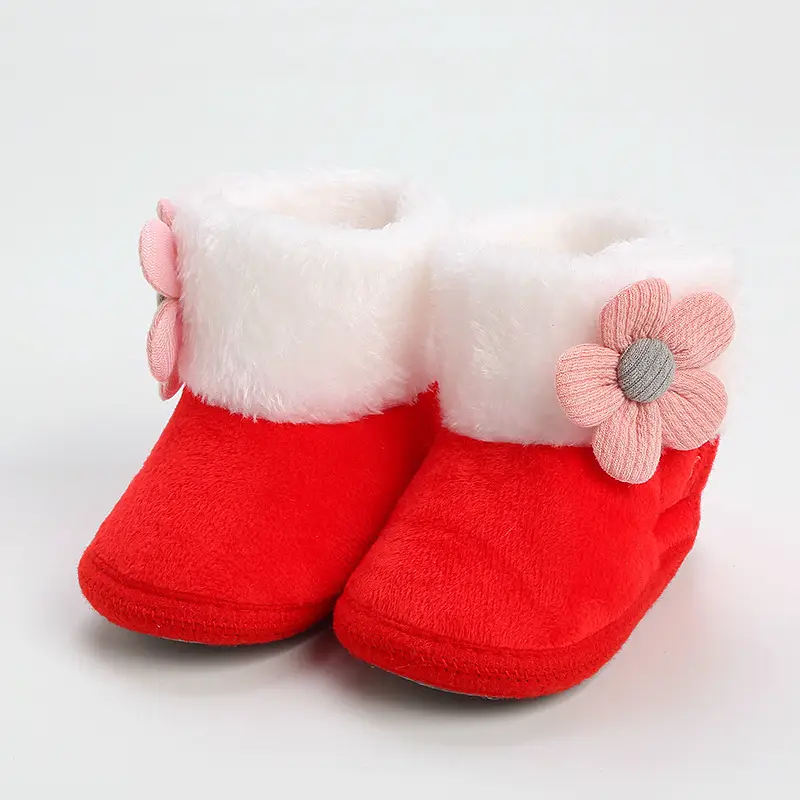 Cute Pink Flower Baby Slippers Winter 0-12M — feature 19