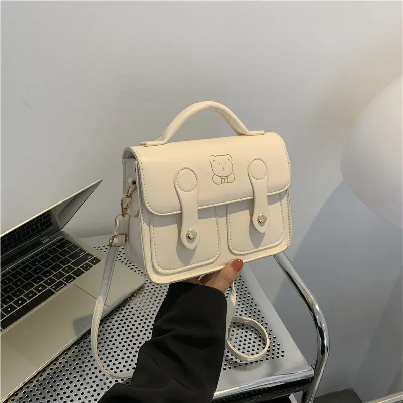 Women's Brown PU Leather Crossbody Bag with Pendant