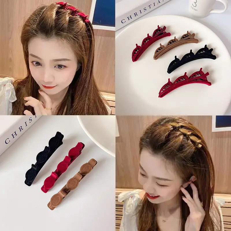 Flocked Braided Hairpin Female Bangs Side Texture Hairpin Duckbill Clip Forehead - Image 6