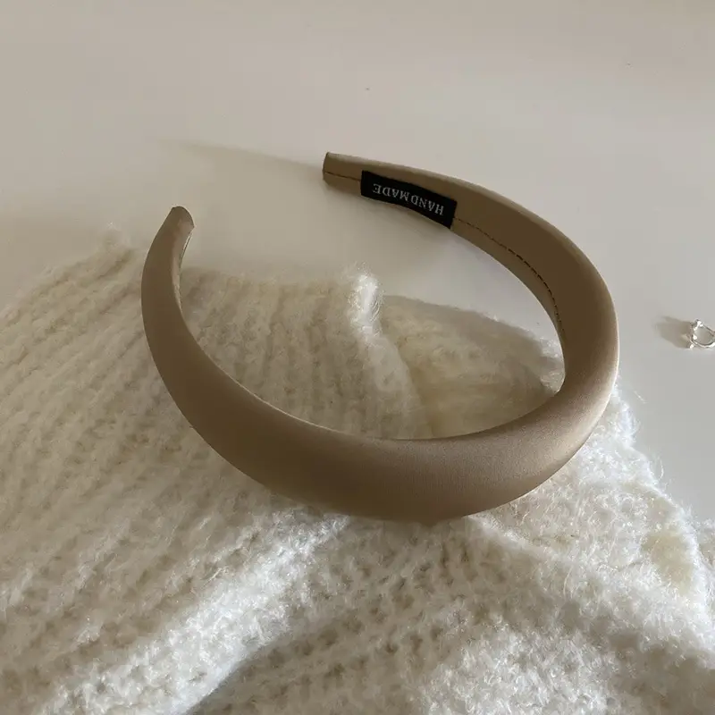 Korean Autumn High-end Curry Satin Hairband with Wide Brim