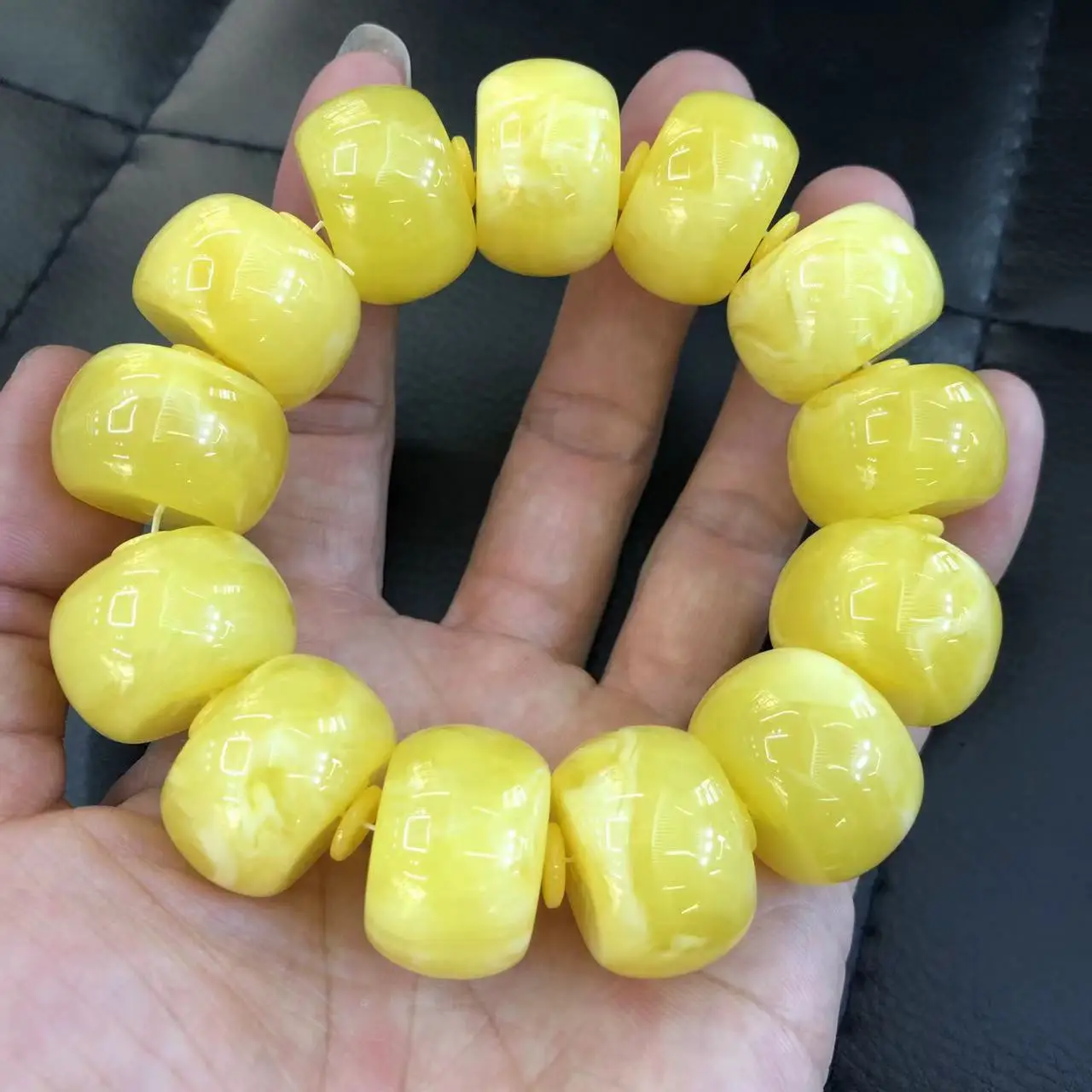 Russian White Nectar Beads Single Circle Live Second Generation Floating Water Fluorescent Amber Beeswax Bracelet — feature 11