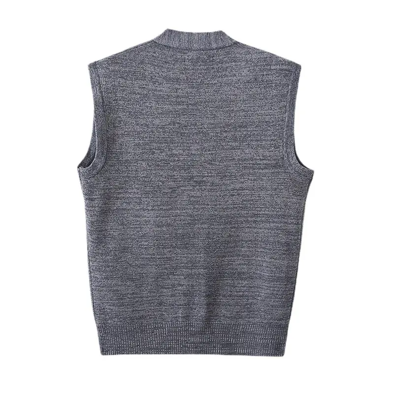 Father's Jacquard Vest Button Cardigan Dark Blue