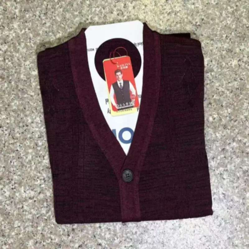Father's Jacquard Vest Button Cardigan Dark Blue
