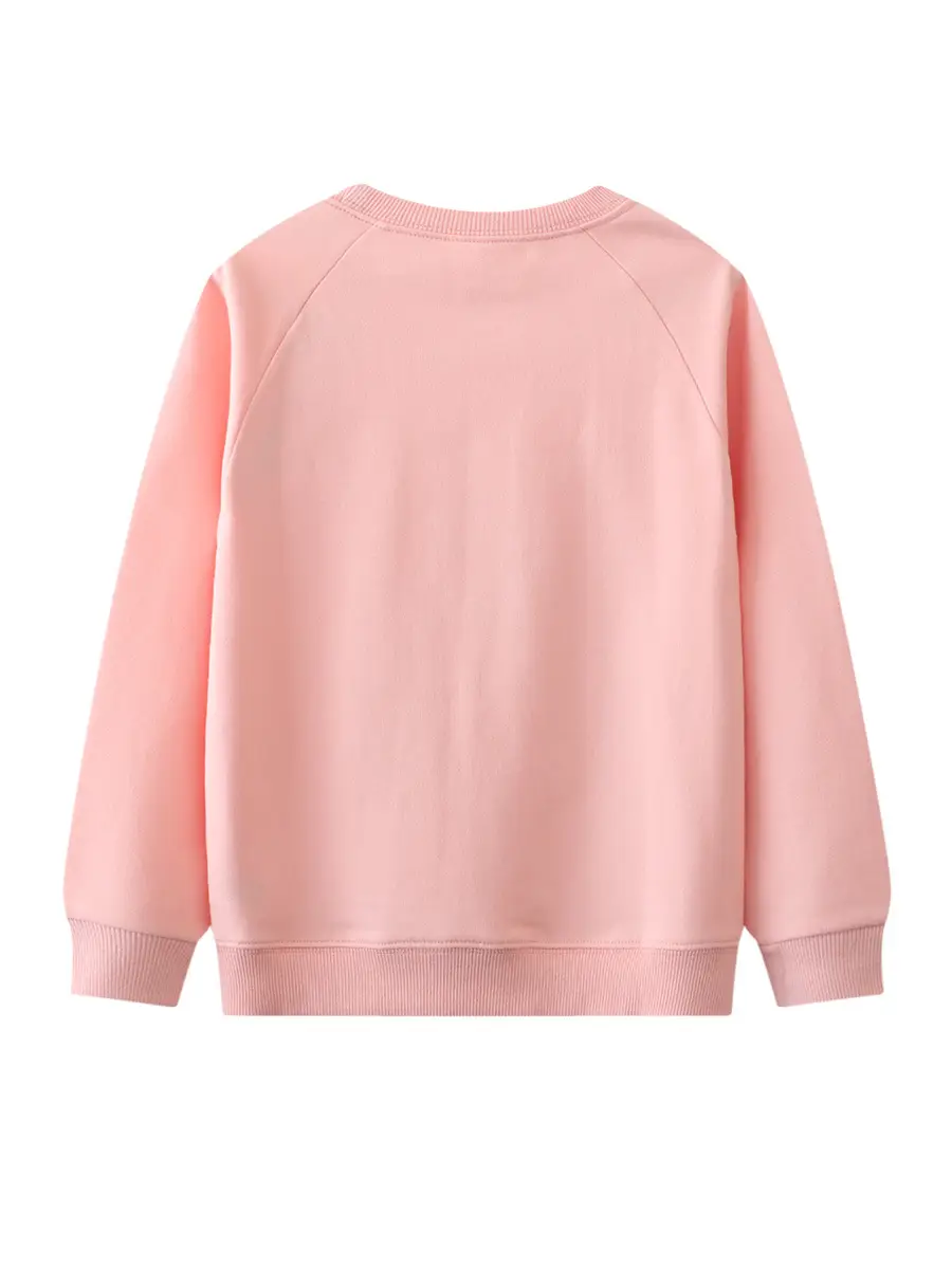 Girls Cotton Sweatshirt Pink Round Neck - Image 3