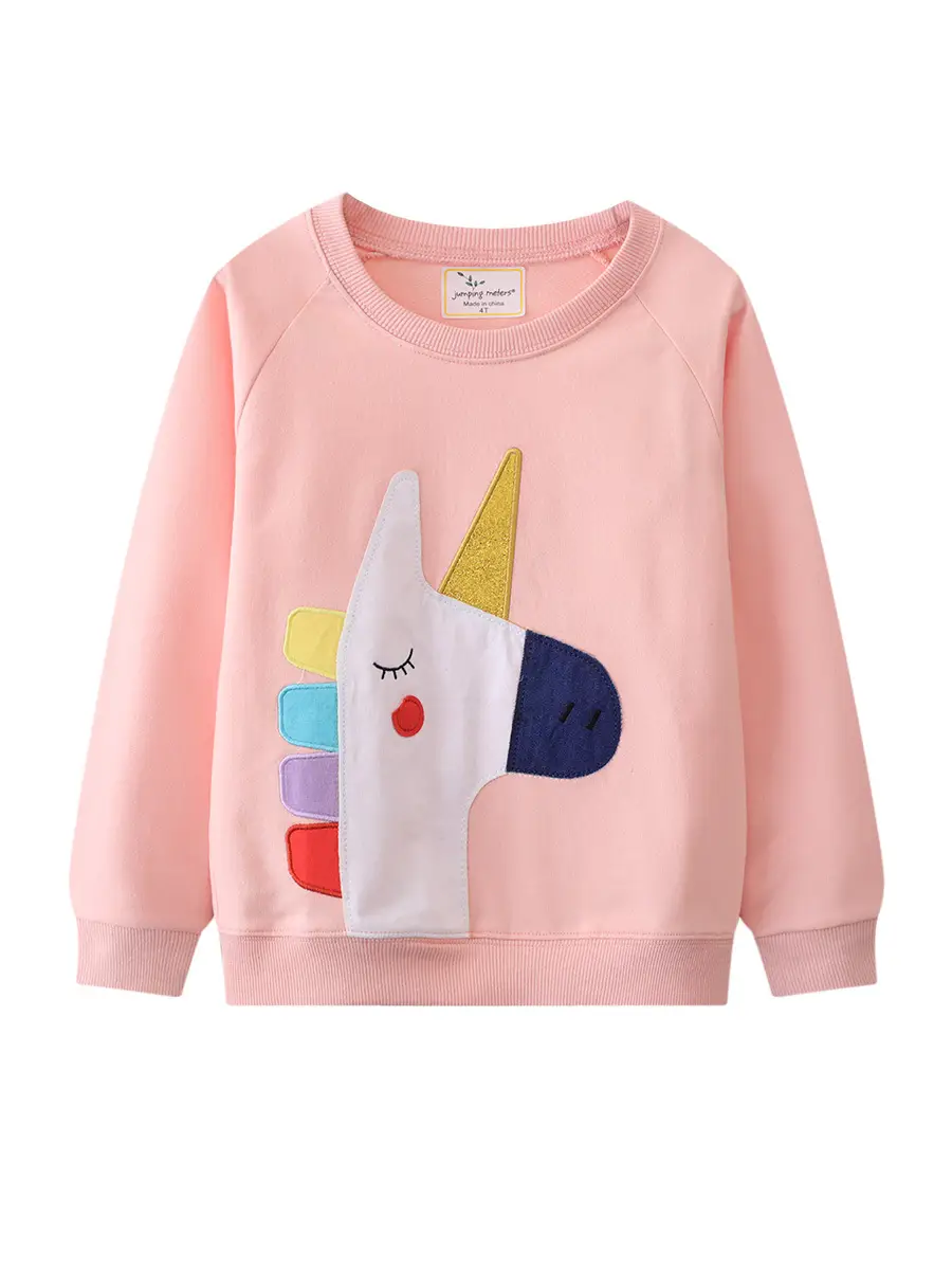 Girls Cotton Sweatshirt Pink Round Neck - Image 6