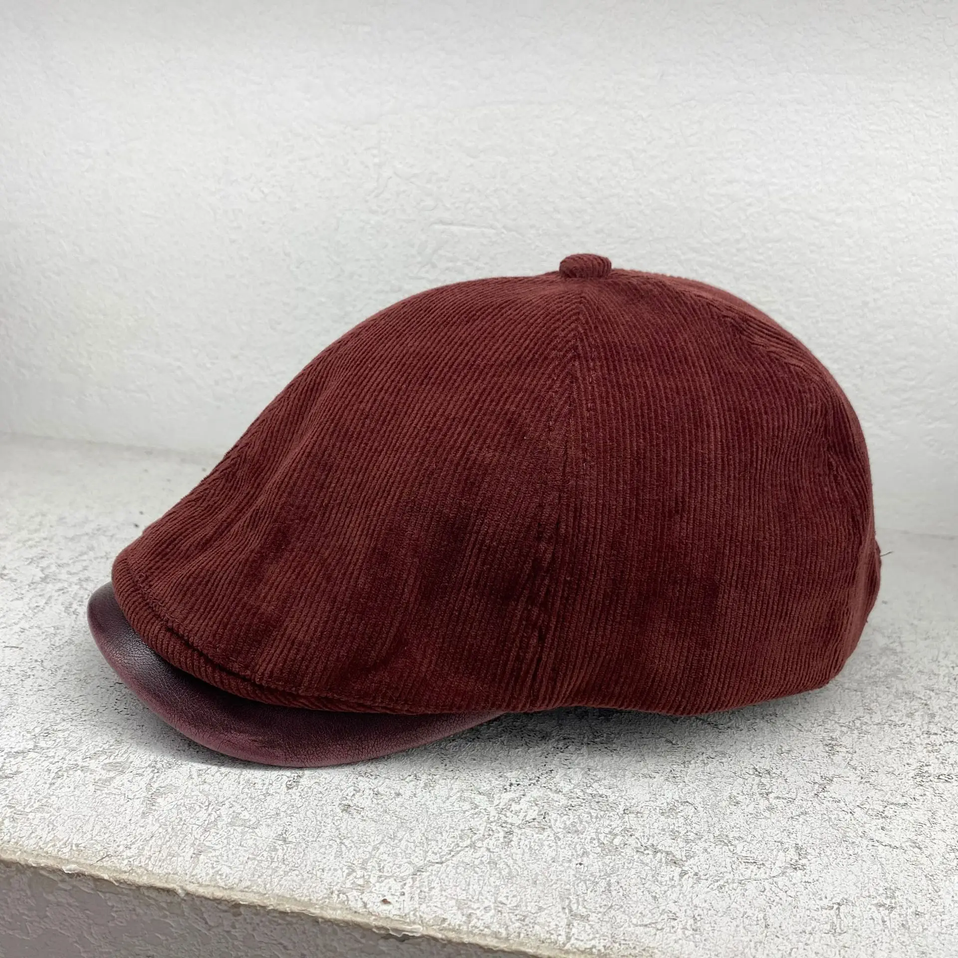 Japanese Style Retro Cap Women Winter Brown Corduroy - Image 5