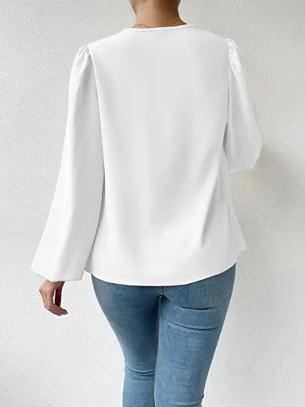 Purple Chiffon Long Sleeve V-Neck T-Shirt for Women — feature 13