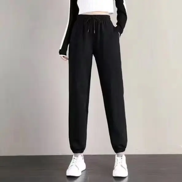 Women Fleece Lined Slimming Pants Black Loose Leg Hallen
