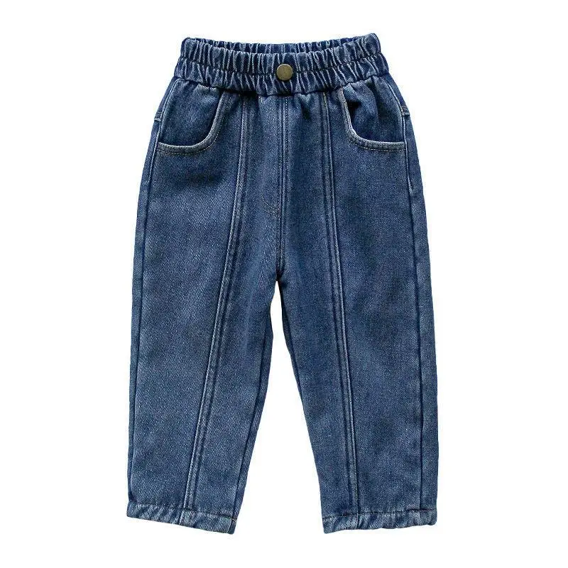 Kids Denim Capri Pants Blue Loose Winter Warm - Image 6